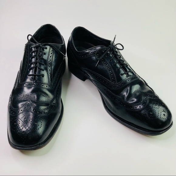 FLORSHEIM Black Oxford Shoes Men Lace up Party Official...